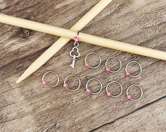 O Ring Stitch Markers, Key Stitch Marker, Round Stitch Markers, Key Progress Charm, Gifts for Knitter, Knitting Tool, Snag Free