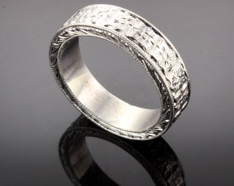 Hand engraved wedding band