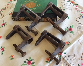 Antique metal C clamps set quilting crafting wood working carpenters or artisan tool