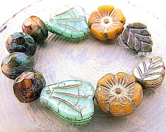 small price! beautiful assortment creative 10 premium - vintage antique patina forest mix Czech beads