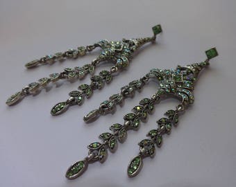 Vintage Lime Green Chandelier Style Pierce Earrings