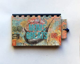 Handmade Sky Blue 'Moms Greats' Blank Recipe book for Personal Recipes
