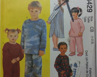 McCall's 3429 Toddler's and Children's Jumpsuit, Nightshirt, Top and Pull-On Pants. Size 4-5-6