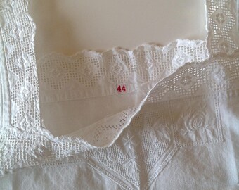 20s Linen Provençal Peasant Top , White Cotton Eyelet Edwardian Victorian Lace Camisole Corset Cover, French Vintage Lingerie Cami S-M