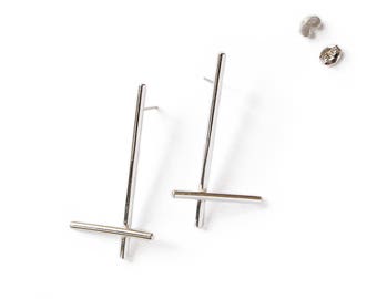 Tubular Collection - Earrings - sterling silver contemporary jewelry abstract urban geometric minimal lines simple clean cross