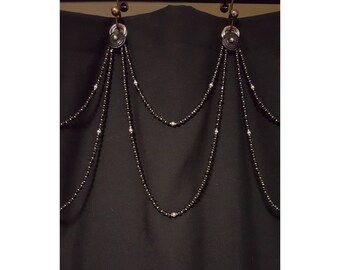 Beaded Shower Curtain Accent...Double Swag..Glass Beads