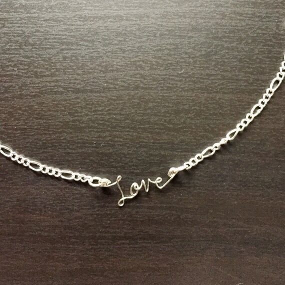 Items similar to Love Wire Writing Necklace on Etsy