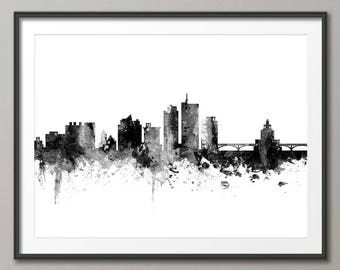 Cedar Rapids Skyline, Cedar Rapids Iowa Cityscape Art Print (3013)