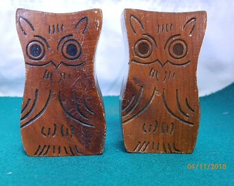 Wooden Owl Salt & Pepper Shakers