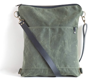 Flight Pack waxed canvas crossbody backpack convertible bag