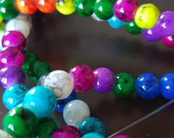 100 x painted bomb - multicolored glass beads