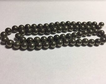 6 mm pyrite beads - 64 count