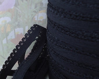 5yds Skinny Elastic 3/8 inch Black Picot Elastic Bra Making supplies Headbands lingerie Single sided Bra Elastic Picot Trim P1