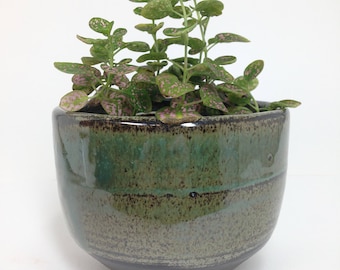 Succulent Planter, Ceramic Planter, Blue Clay Pot, Stoneware Planter, Rustic Planter, Flower Pot, Pottery Planter, Cactus Pot, Has Drainage