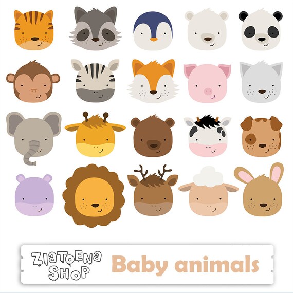 Cute Animal Faces Clipart Jungle Animals faces clipart