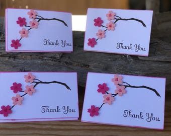Cherry blossoms, cherry blossoms thank you cards, sakura cards, thank you cards, mini thank you cards, cherry blossom card sets