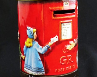 Embossed CHURCHILL'S POST BOXa - Money Box Tin / Heritage of England / Made in London / 5.5" Tall / Great Gift for Children or Collectors!