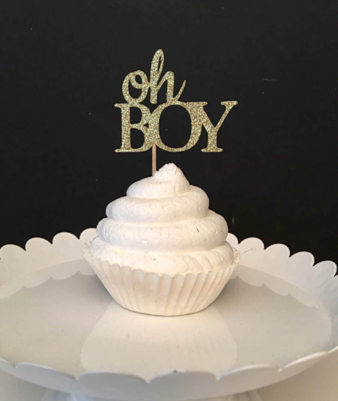 Set of 12 Oh Boy Cupcake Topper baby boy cupcake topper