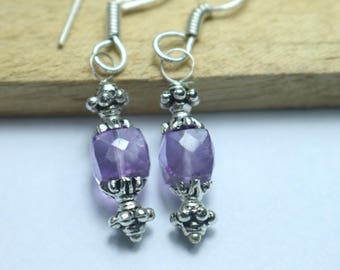 925 Sterling Silver Handmade Earrings Sterling Silver With Natural Amethyst Gemstone