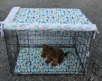 Dog crate cover and pad set . . pet crate cover. pet crate mat. cage liner