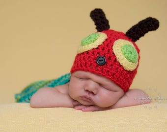 Very Hungry Caterpillar ~ Handmade Crochet Baby Photography Prop for Newborn, Finished Item ~ Pick your own colour