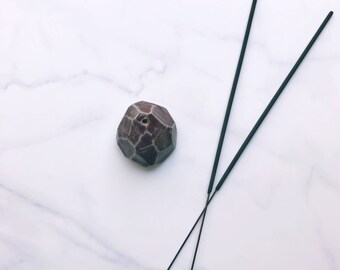 Ceramic Incense Holder / Incense Burner - Purple and Gray