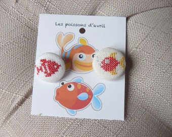 2 "" April Fools"" hand embroidered buttons