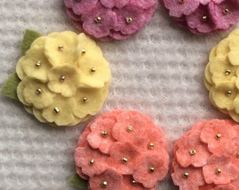 Spring Wool Felt Mini Hydrangeas