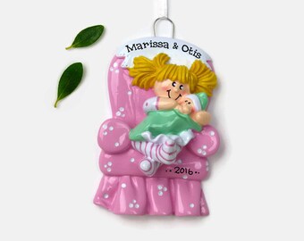 Big Sister Personalized Ornament - Blonde - New Baby - Hand Personalized Christmas Ornament
