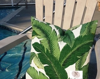 SALE - Tommy Bahama Indoor/Outdoor Swaying Palms Aloe LUMBAR Pillow Cover with Hidden Zipper