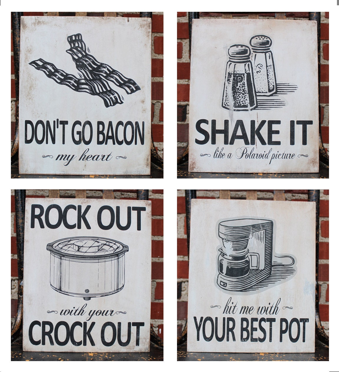 Kitchen Pun Wood Sign Set of 2 Baking Puns Cooking Puns