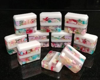 Kaleidosoap Bar, Handmade Soap, Low Scent, Homemade Soap, Handcrafted Soap, Glycerin Soap, Confetti, Beach Glass, Kids Soap, Fun Soap
