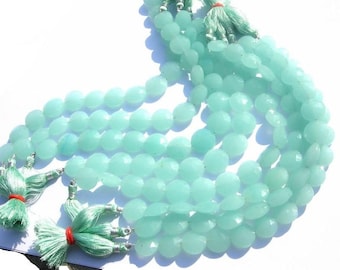 8 Inch strand 13x13mm Aqua Blue Chalcedony faceted coin beads 15 Pcs