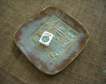 Mahjong Dish - Mahjong Pottery - Oriental Plate - Mahjong Gift - Mahjong Dish Set - Handmade Pottery - Mahjong Plate - Mahjong Snack Dish