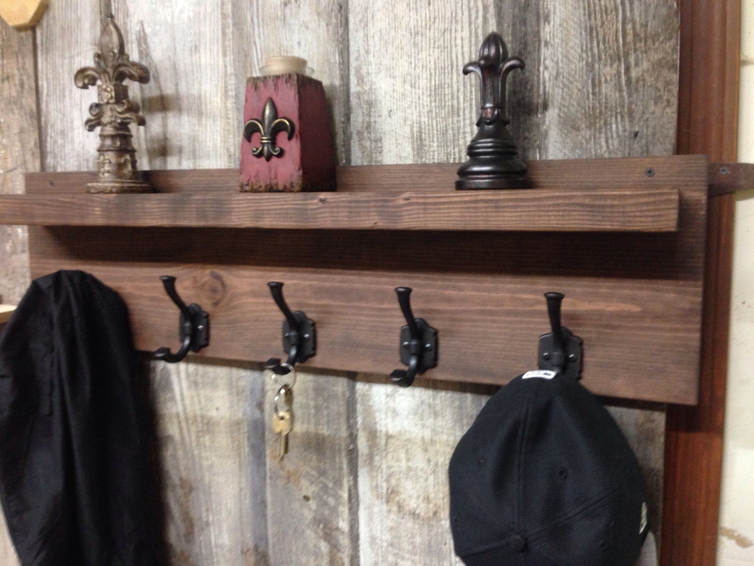 Modern Rustic Industrial Entryway Coat Rack with Floating