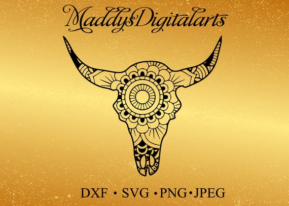 Download Unique Cow Skull Mandala SVG, DXF,cut file, Cow skull ...