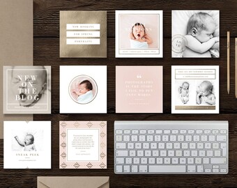 Instagram Templates for Social Media & Marketing - Digital Photoshop Templates - Pre-made Branding Designs - Lily