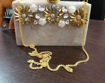 Acrylic clutch with embellishments