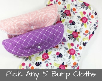 Baby Burp Cloths Girl or Boy Baby Shower Gift Contoured Burp Cloth Set Burp Rags