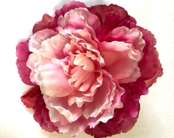 Pink Peony hair clip / fascinator