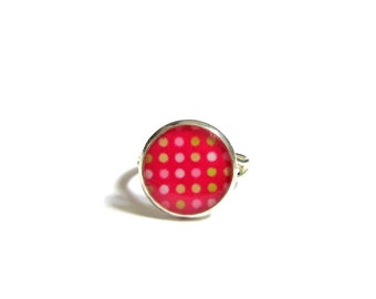 PINK POLKA DOT Ring - Flower Girl Ring - Pink Jewelry - Child's Ring - Adjustable Ring - Child's Rose Ring - Girls Gift - kids ring