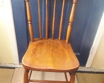 Vintage STAINED WOOD SPINDLE, Pressed Back Chair