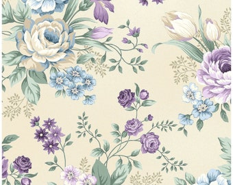Twilight Garden~Roses On Cream - Cotton Fabric-Henry Glass