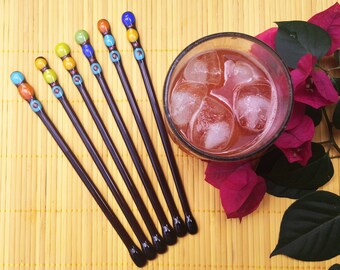 Set of 6 GLASS SWIZZLE STICKS model 1