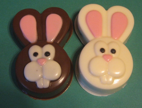 One dozen bunny head chocolate covered sandwich cookie party favors