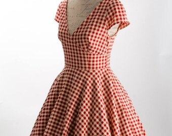 Gingham 40s dress, pinup girl dress, 50s dress, Dorothy dress, swing dress, vintage style dress