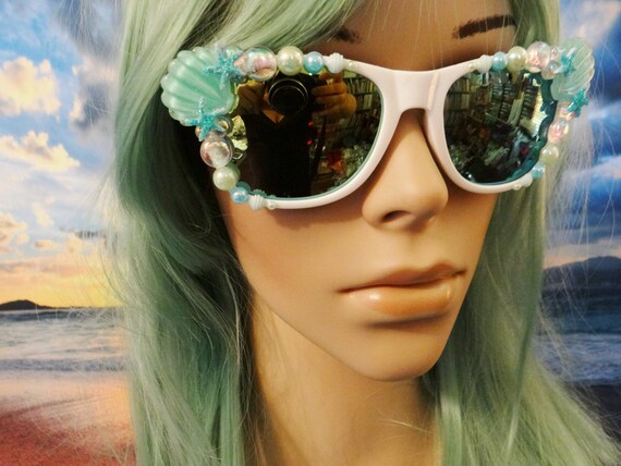 I'm Really A MERMAID Sunglasses Sun Glasses Sunnies Wayfarers Aviators Little Clamshells Im Beach Sea Ocean Nautical Pinup Mirrored A037