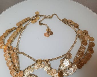 FREE SHIPPING Gold Coin Chain Belt