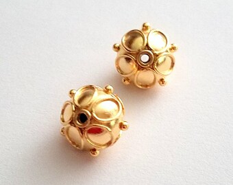 Bali Vermeil Beads with Wire and Granules 11mm 2 pieces