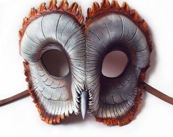 Ashy-Faced Barn Owl Leather Mask